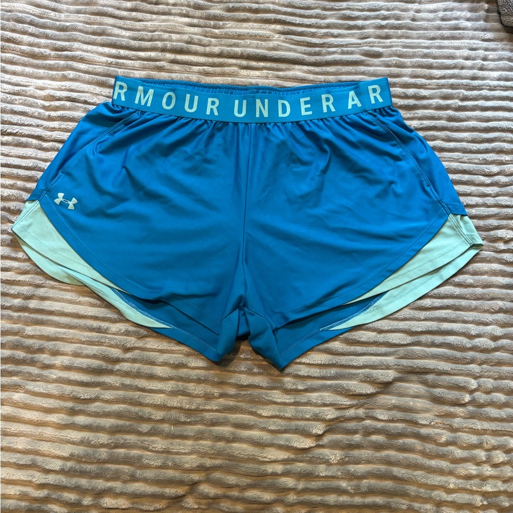 Under Armour Women's Teal and Light Green Athletic Shorts